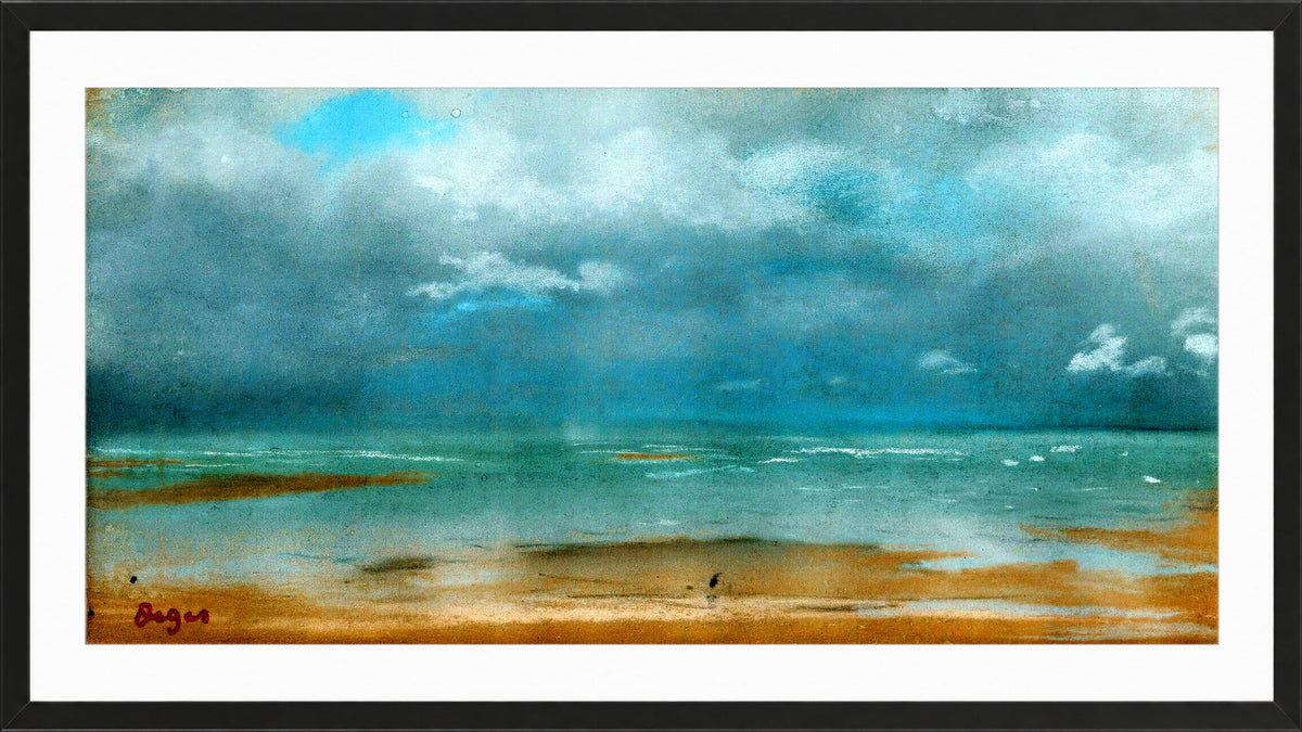 Edgar Degas Print, Plage À Marée Basse (1869) in a black frame