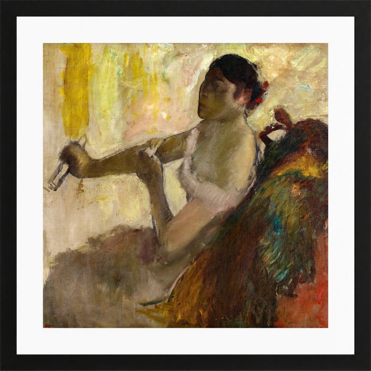 Edgar Degas Print, Portrait de Mlle Rose Caron (Portrait of Rose Caron) (circa 1892) in a black frame