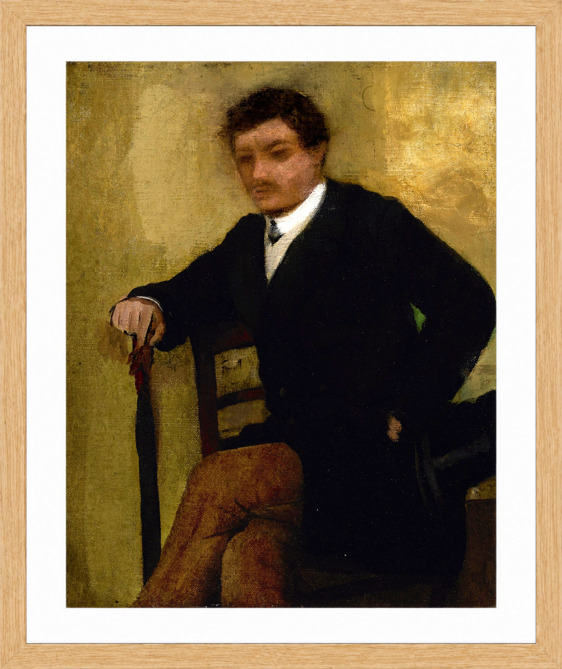 Edgar Degas Print, Portrait d’homme assis (circa 1864-68) in a light oak frame