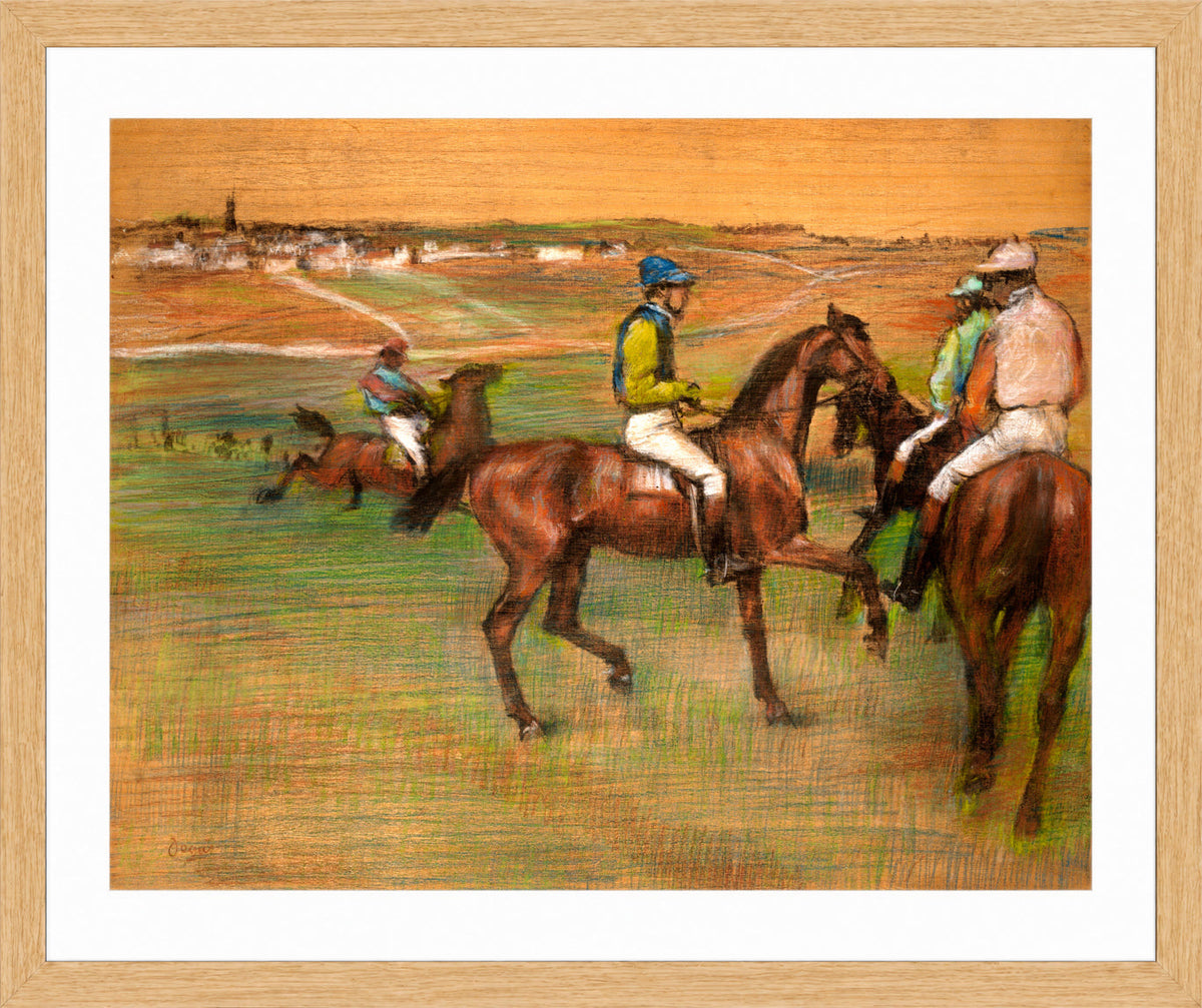 Edgar Degas Print, Race Horses (ca in a light oak frame