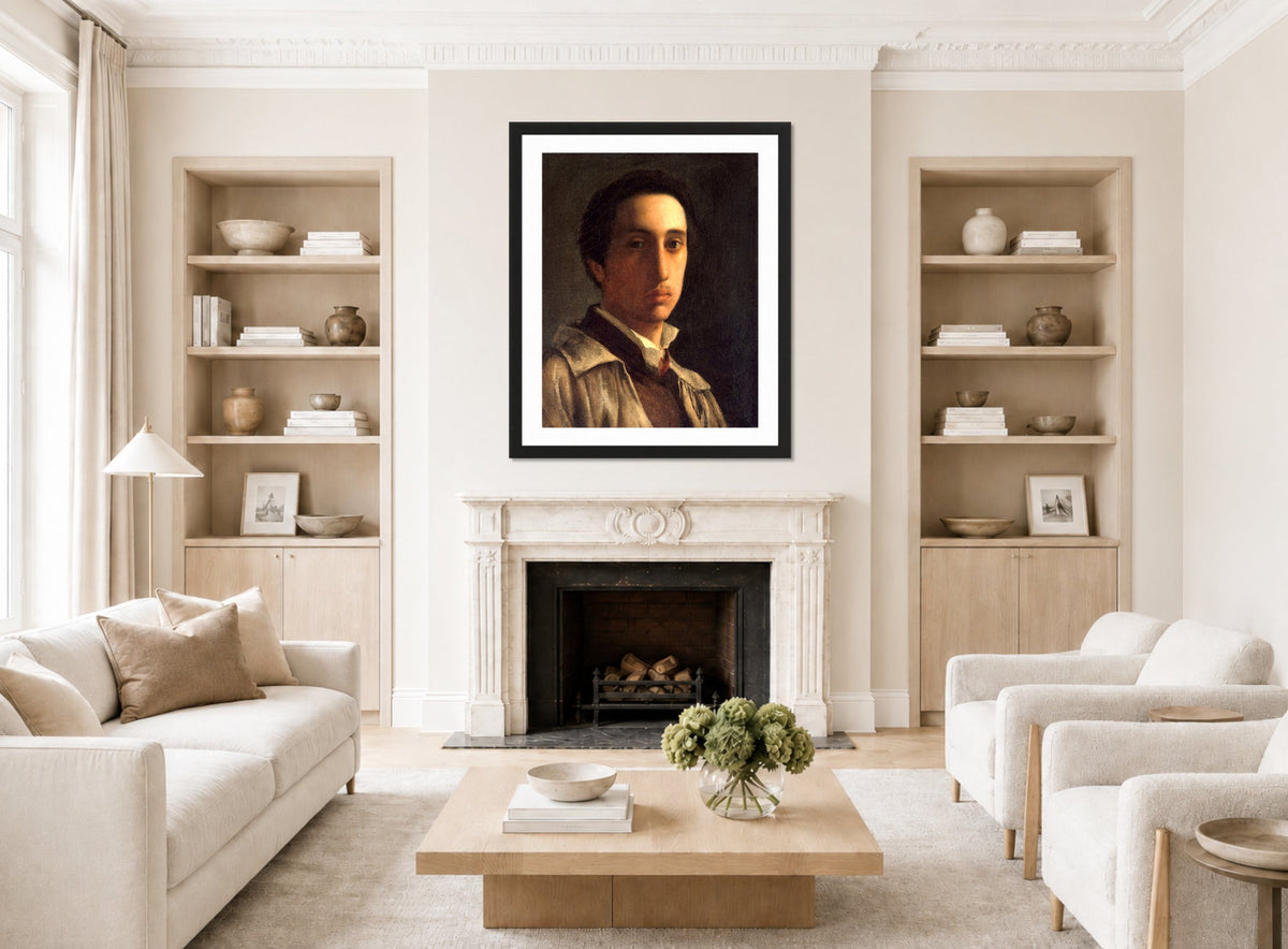 Edgar Degas Print, Self-Portrait (ca displayed in a Scandinavian living room