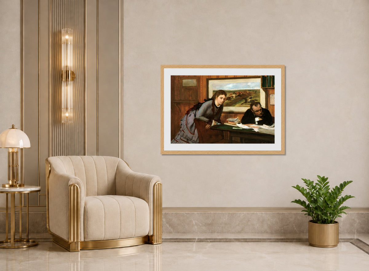 Edgar Degas Print, Sulking (ca displayed in an Art Deco interior