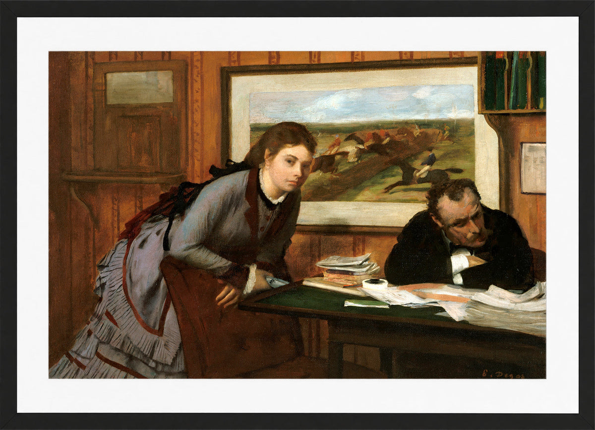 Edgar Degas Print, Sulking (ca in a black frame
