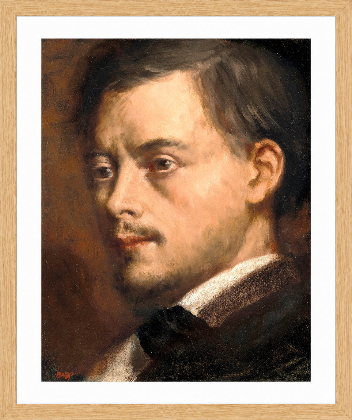 Edgar Degas Print, Tête d’homme (ca 1864) in a light oak frame
