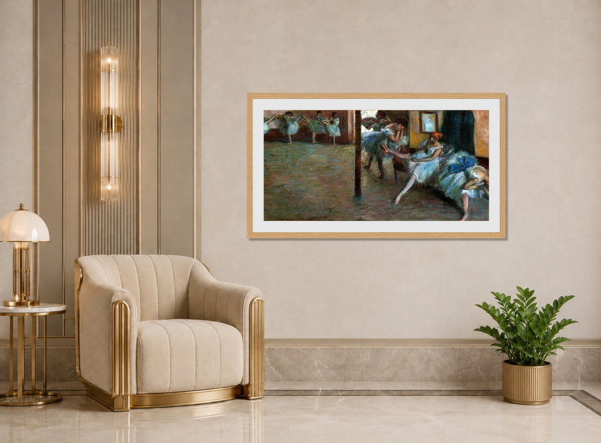 Edgar Degas Print, The Ballet Rehearsal (ca displayed in an Art Deco interior