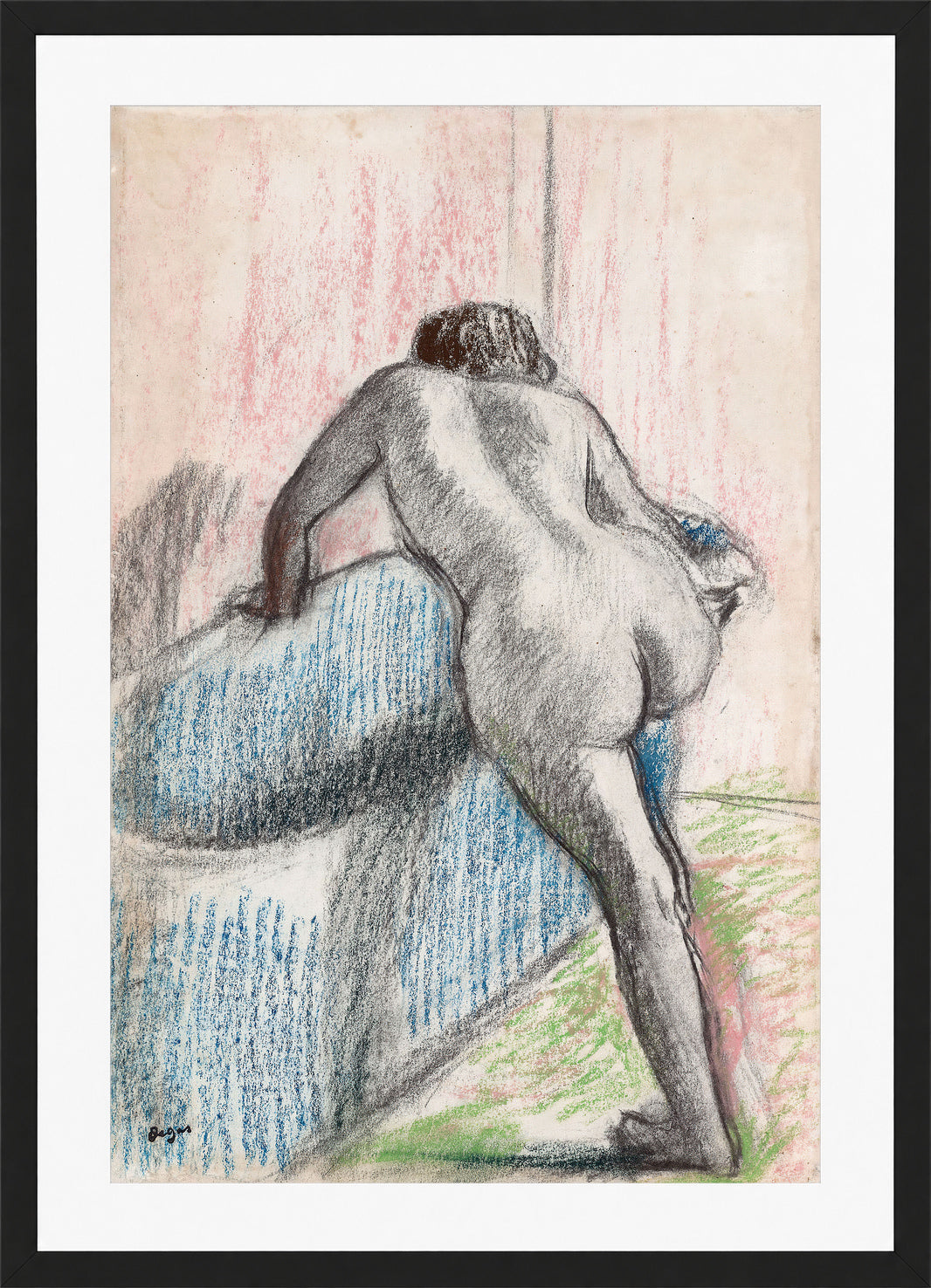 Edgar Degas Print, The Bath (1892–1895) in a black frame