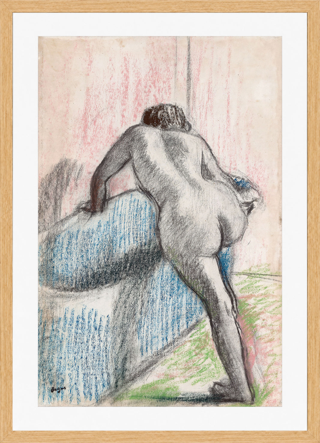 Edgar Degas Print, The Bath (1892–1895) in a light oak frame
