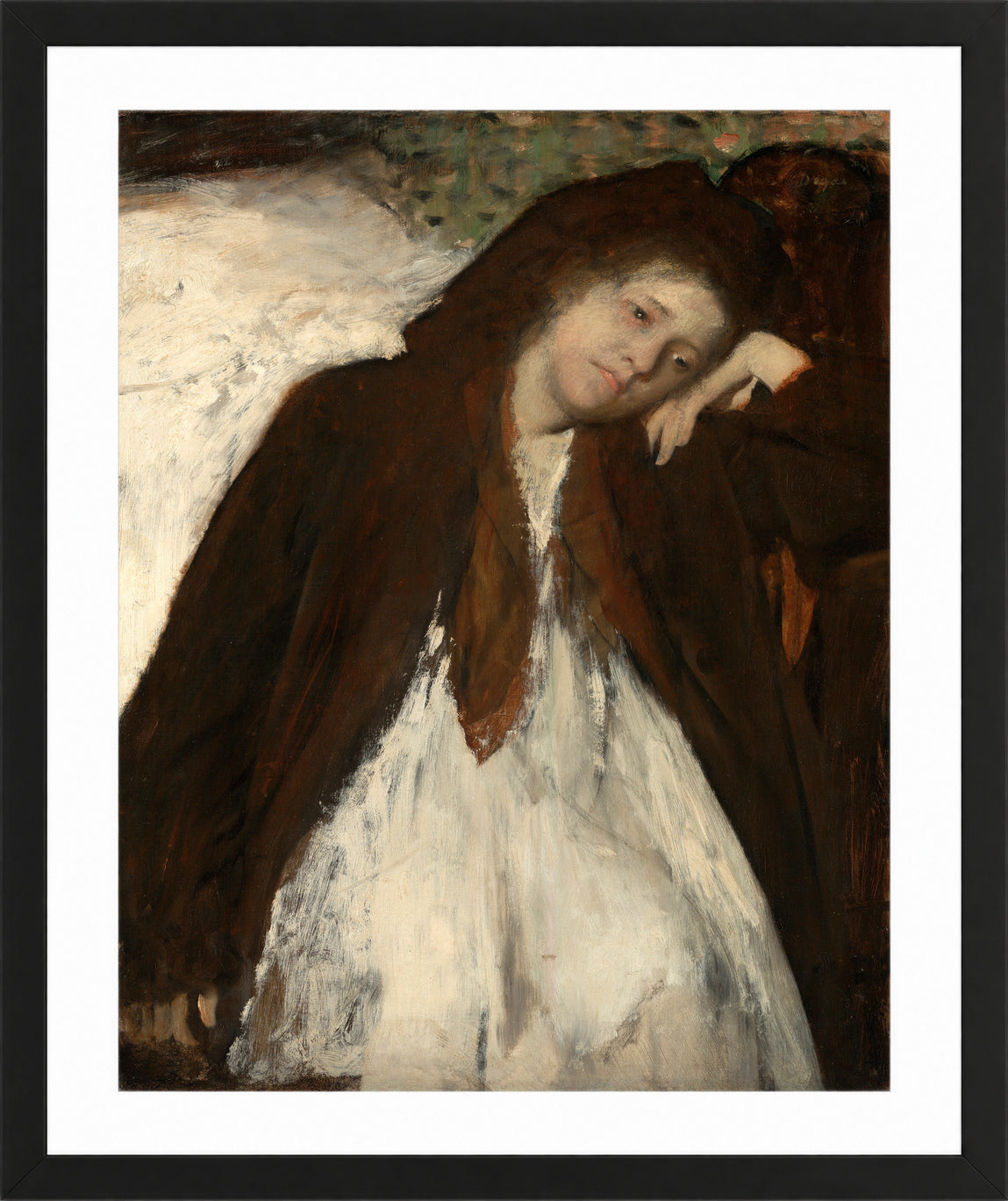 Edgar Degas Print, The Convalescent in a black frame