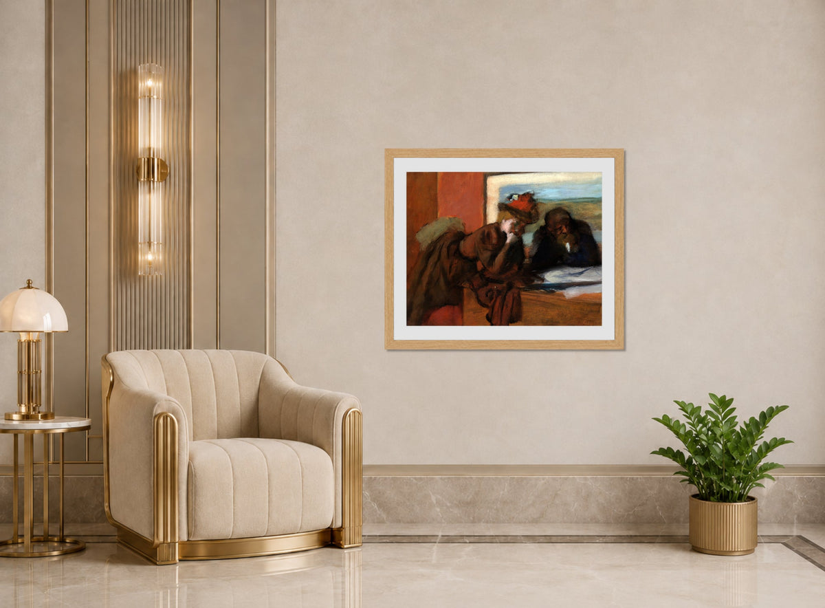 Edgar Degas Print, The Conversation (1885–95) displayed in an Art Deco interior