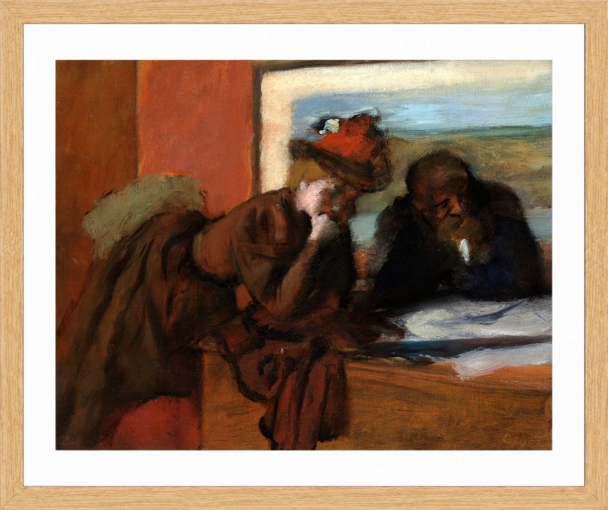 Edgar Degas Print, The Conversation (1885–95) in a light oak frame