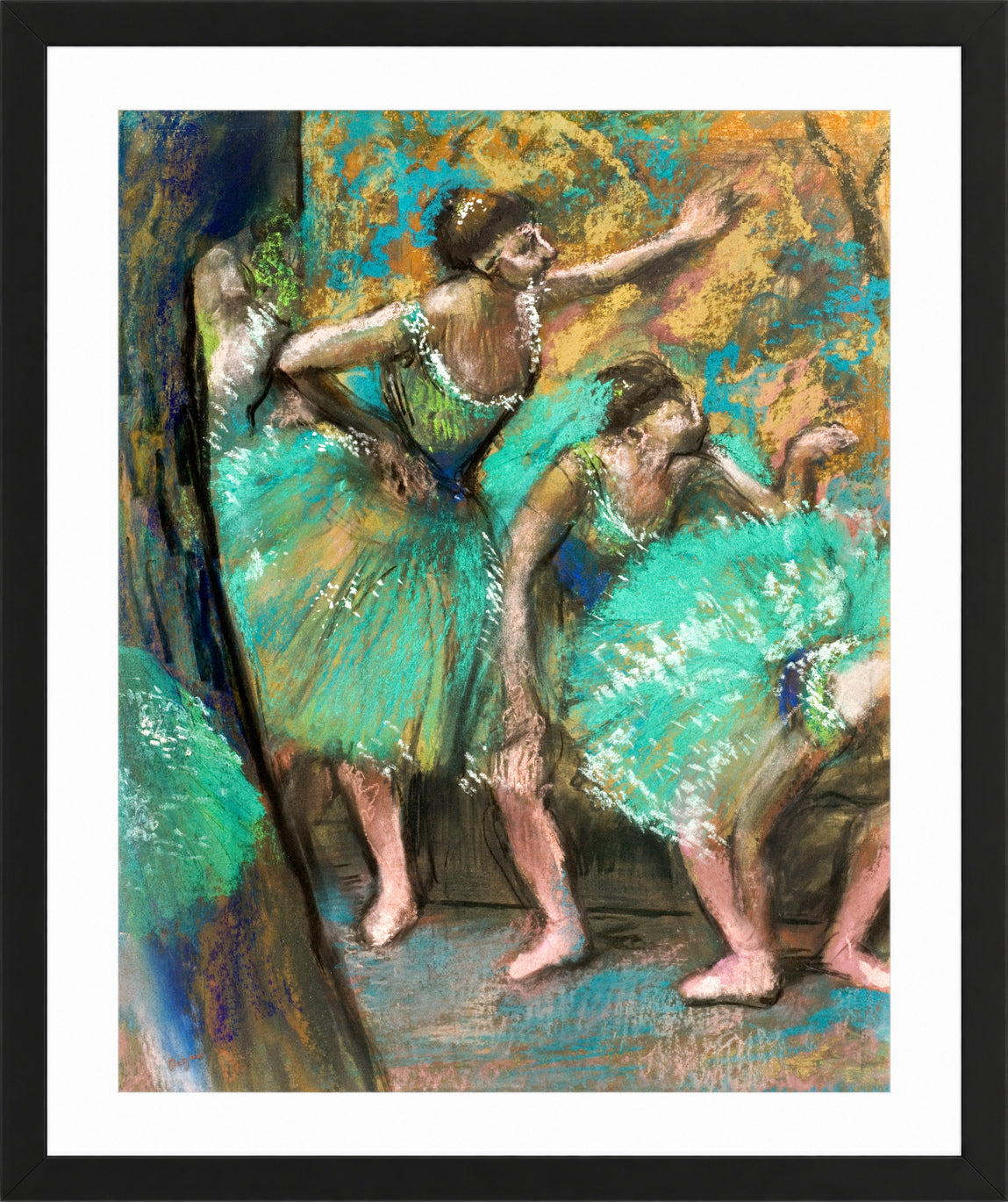 Edgar Degas Print, The Dancers (1898) in a black frame