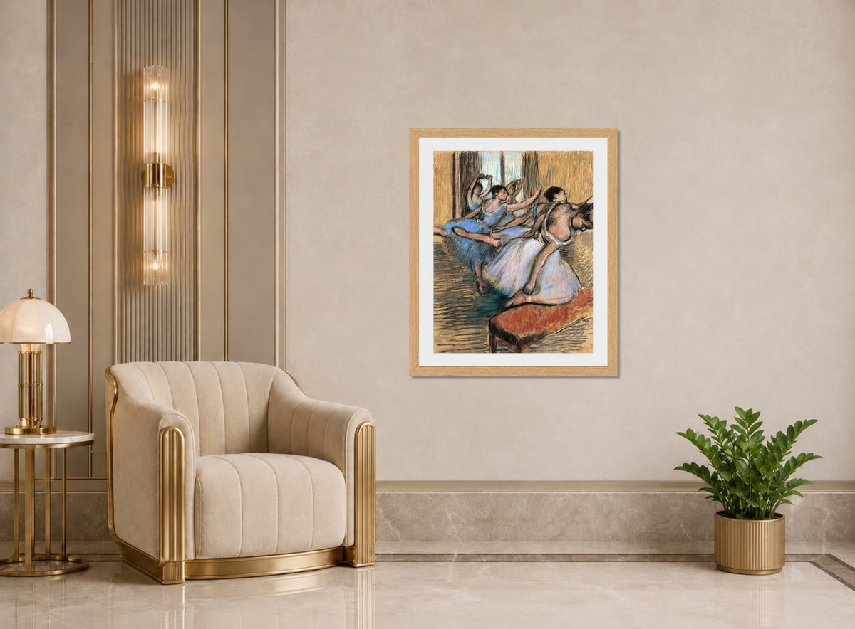 Edgar Degas Print, The Dancers displayed in an Art Deco interior