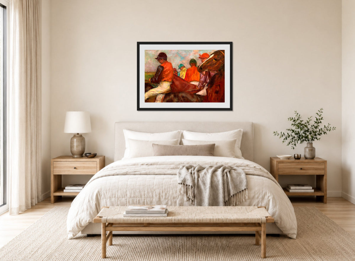 Edgar Degas Print, The Jockeys (ca displayed above a bed