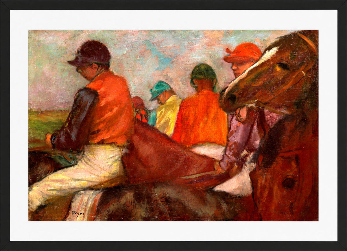 Edgar Degas Print, The Jockeys (ca in a black frame