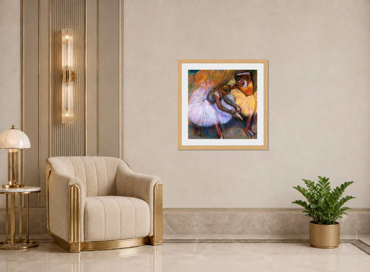 Edgar Degas Print, Two Dancers (c displayed in an Art Deco interior