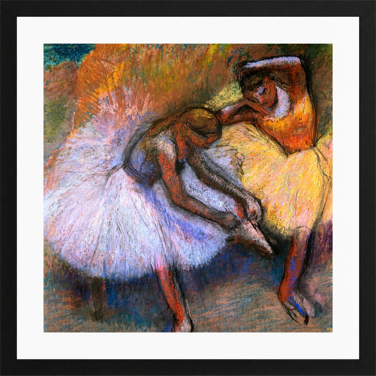 Edgar Degas Print, Two Dancers (c in a black frame