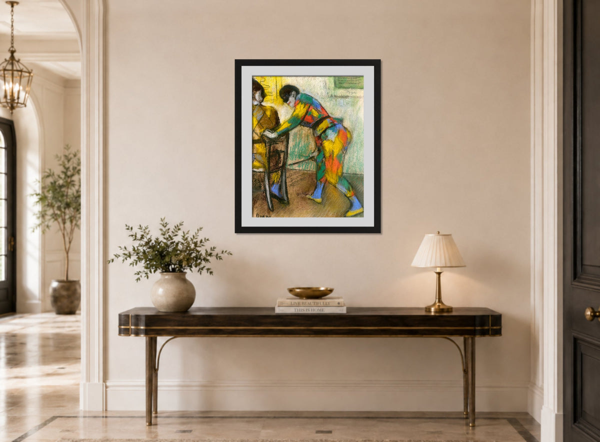 Edgar Degas Print, Two Harlequins (c displayed above a console table