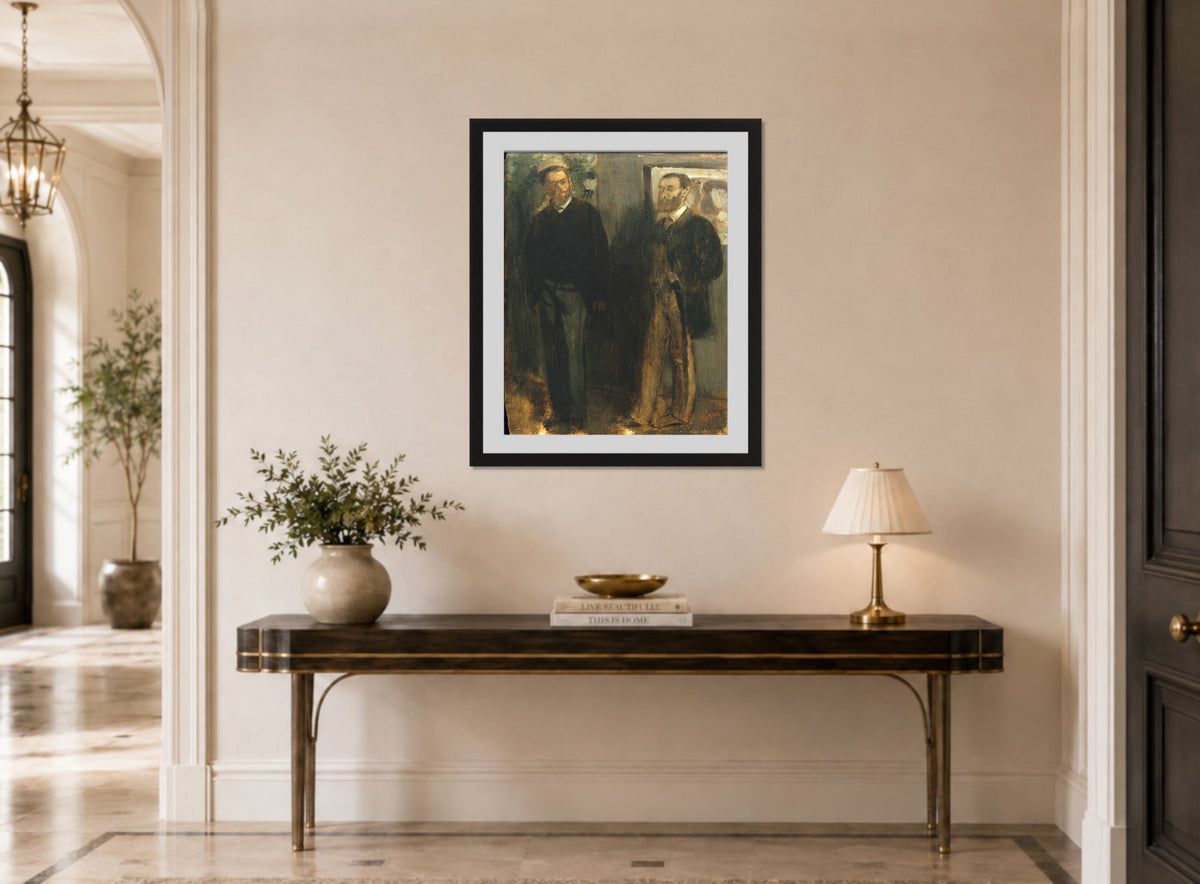 Edgar Degas Print, Two Men (ca displayed above a console table