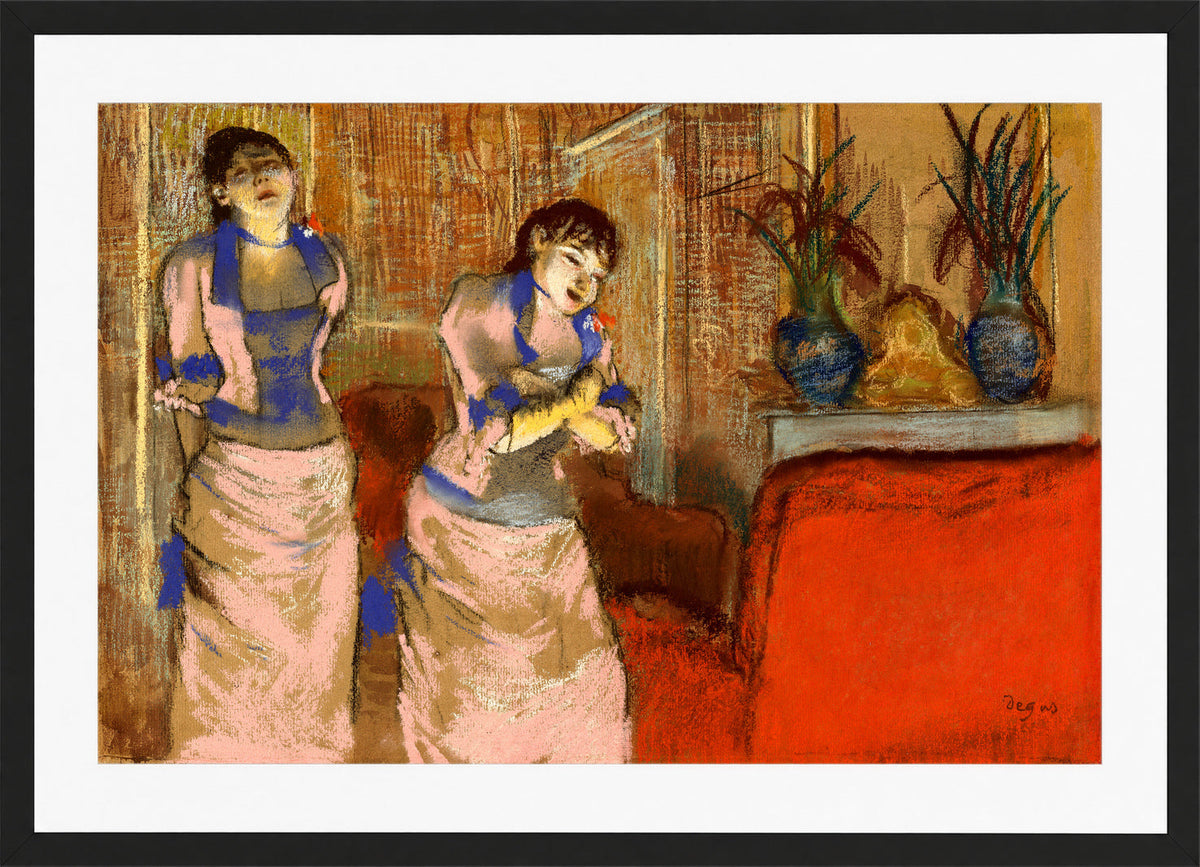 Edgar Degas Print, Two Women (c in a black frame