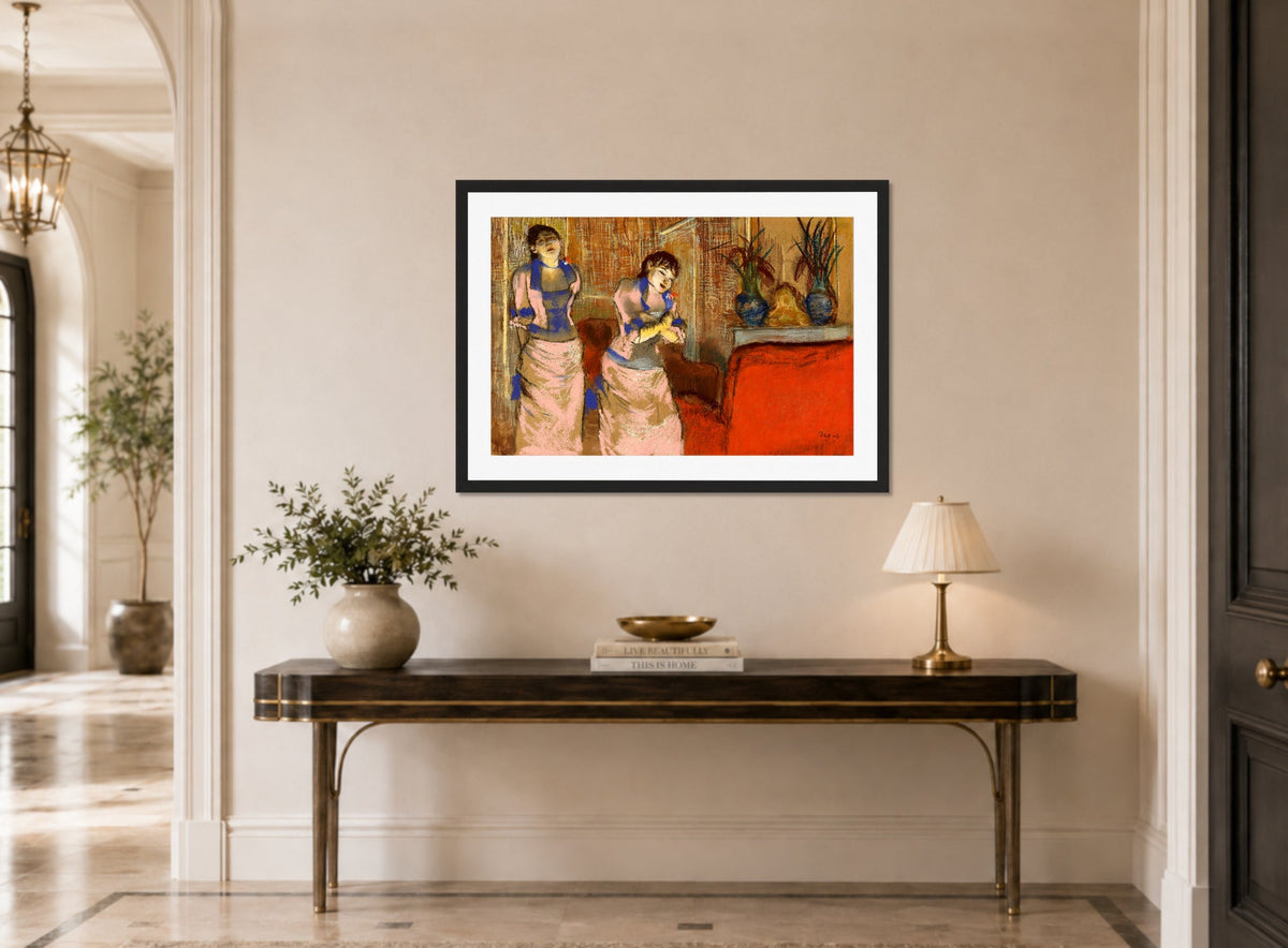 Edgar Degas Print, Two Women (c displayed above a console table