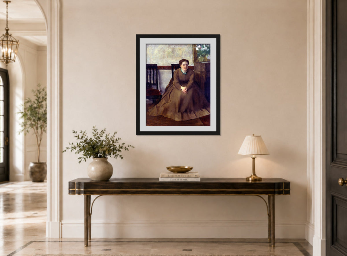 Edgar Degas Print, Victoria Dubourg displayed above a console table