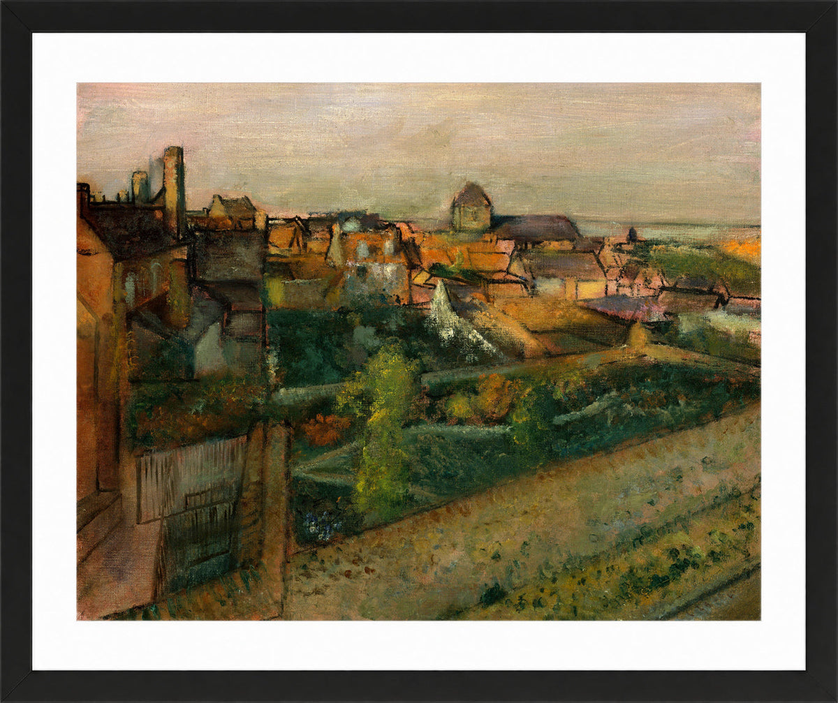 Edgar Degas Print, View of Saint-Valéry-sur-Somme (1896–98) in a black frame