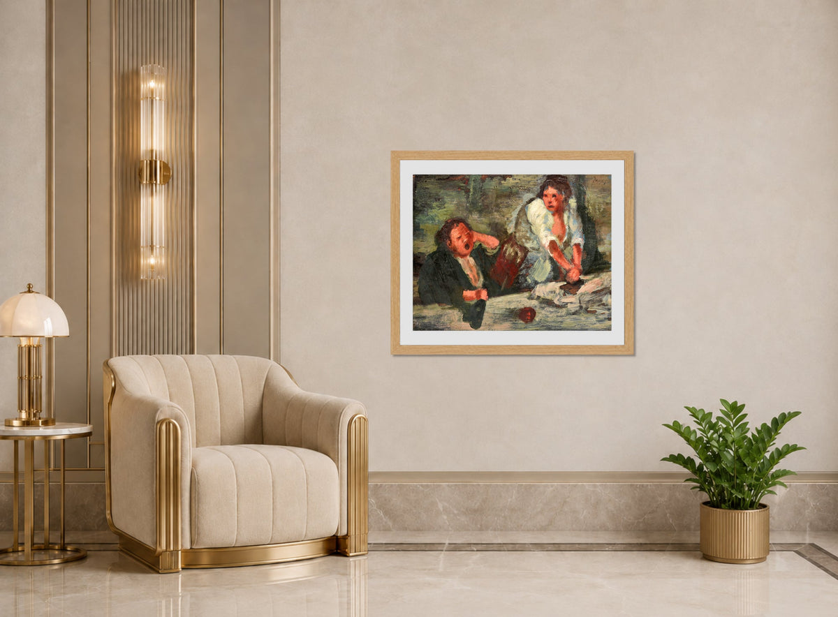 Edgar Degas Print, Wash Women displayed in an Art Deco interior