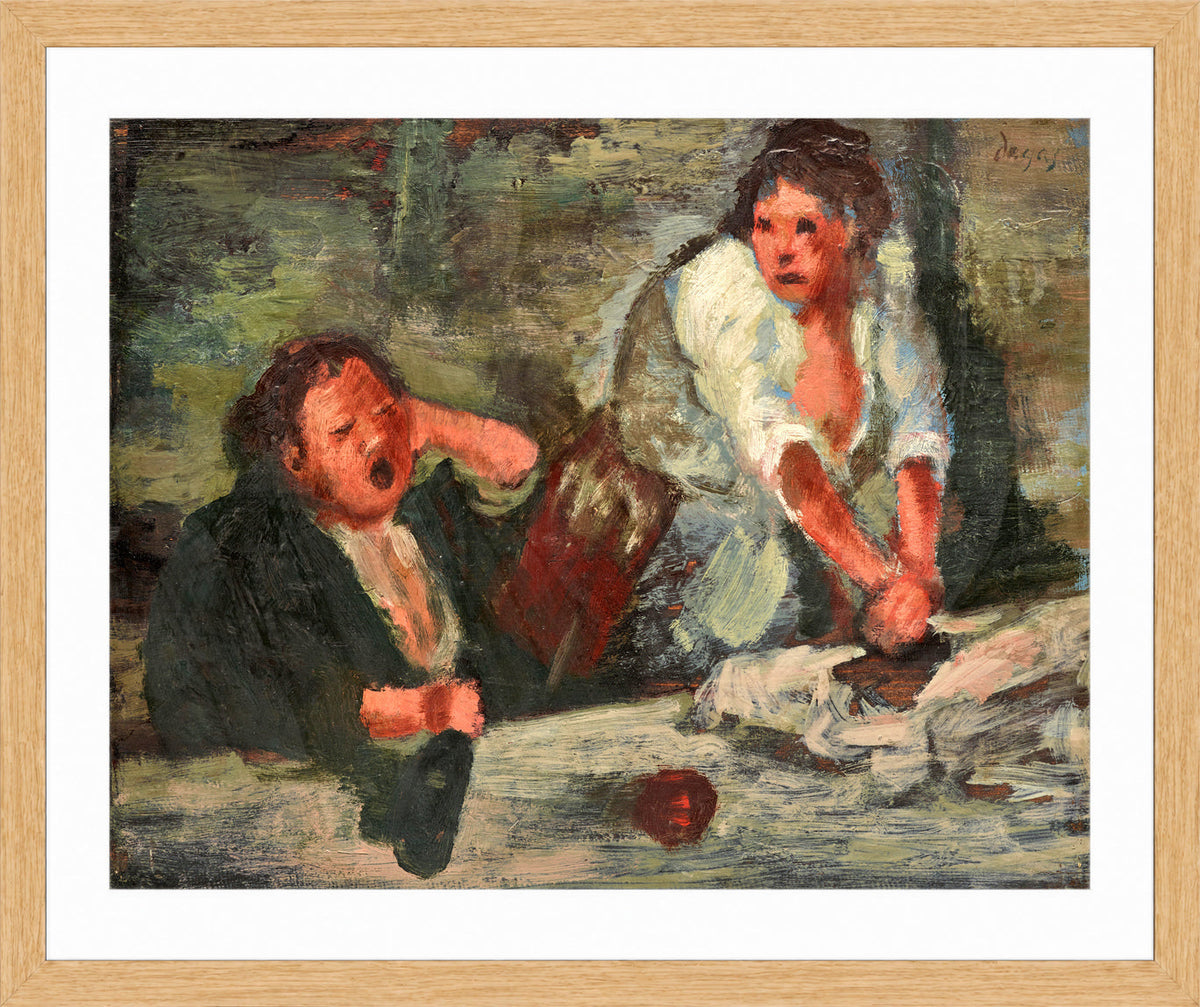 Edgar Degas Print, Wash Women in a light oak frame
