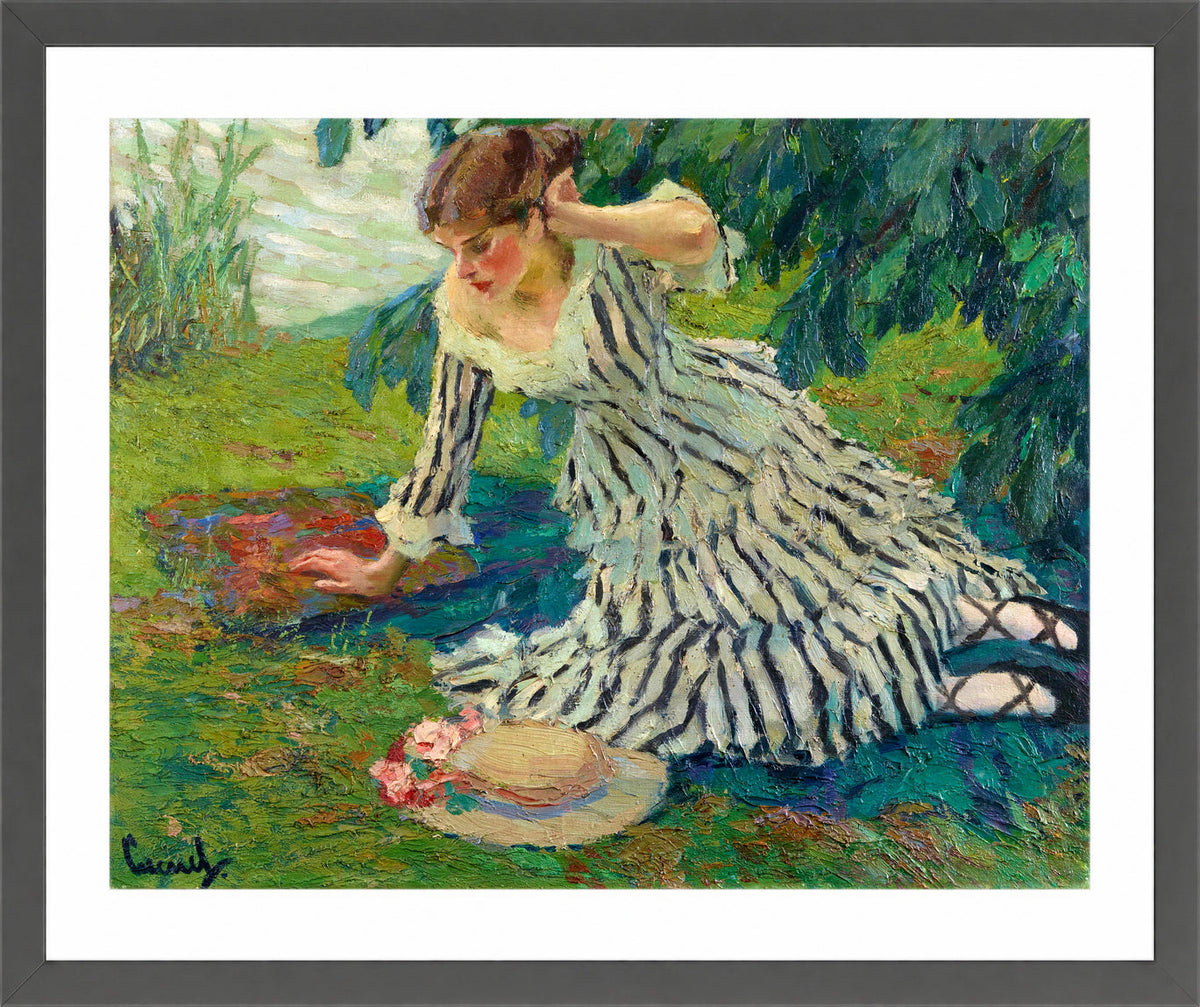 Edward Cucuel Print, After the siesta (1910) in a dark grey frame