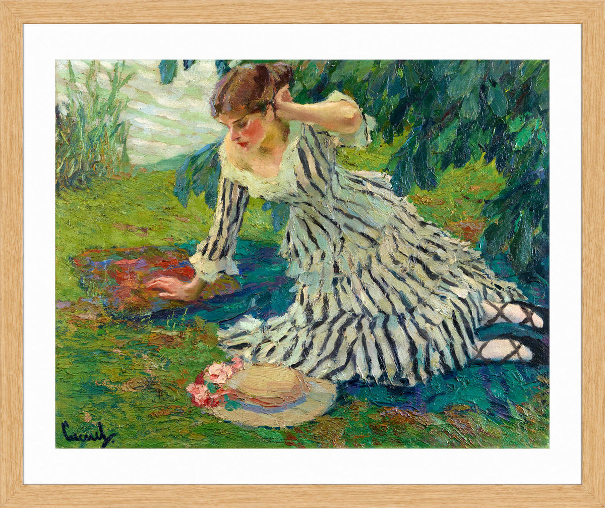 Edward Cucuel Print, After the siesta (1910) in an oak frame