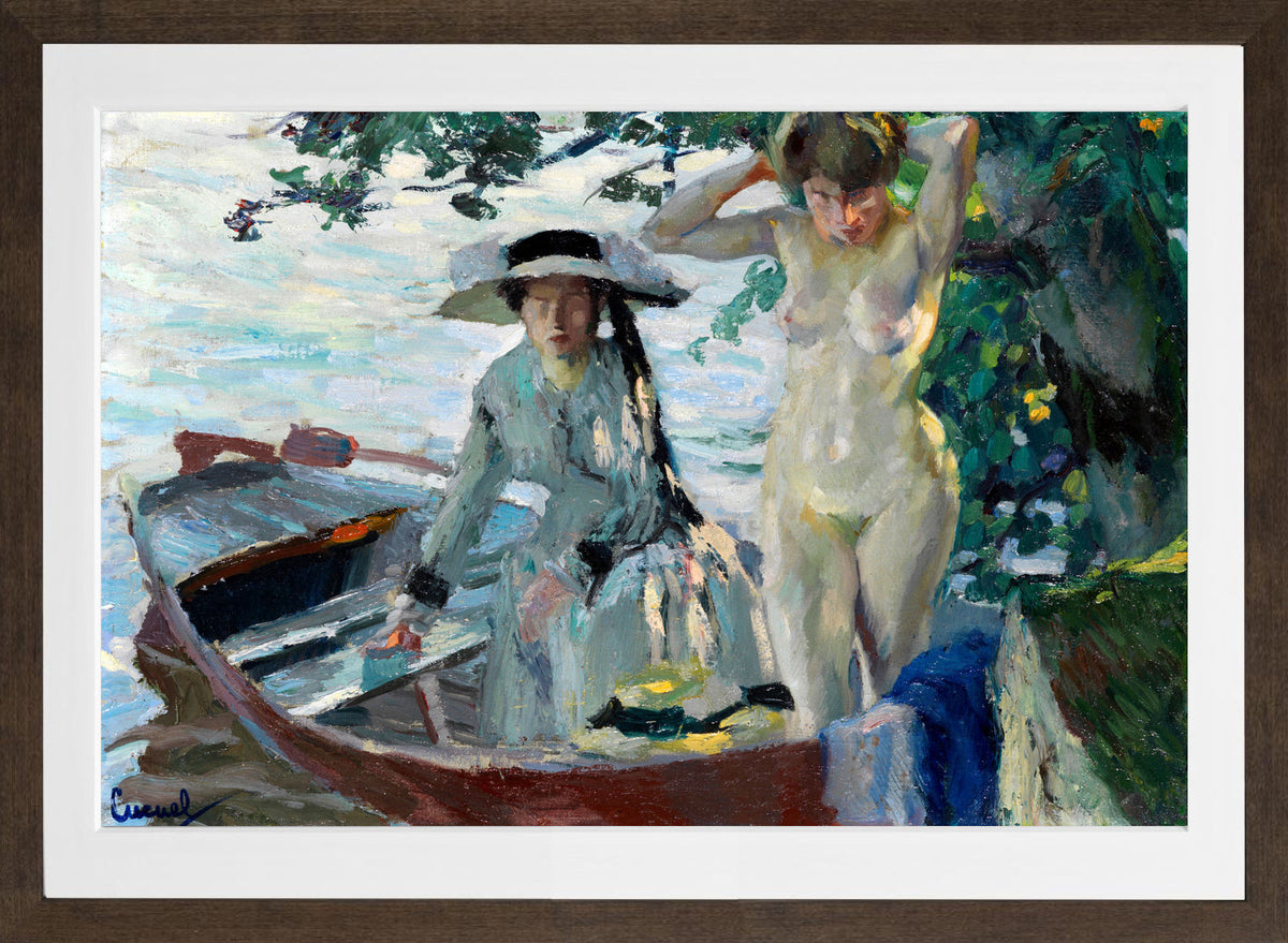 Edward Cucuel Print, Après le bain (1911-12) in a brown frame