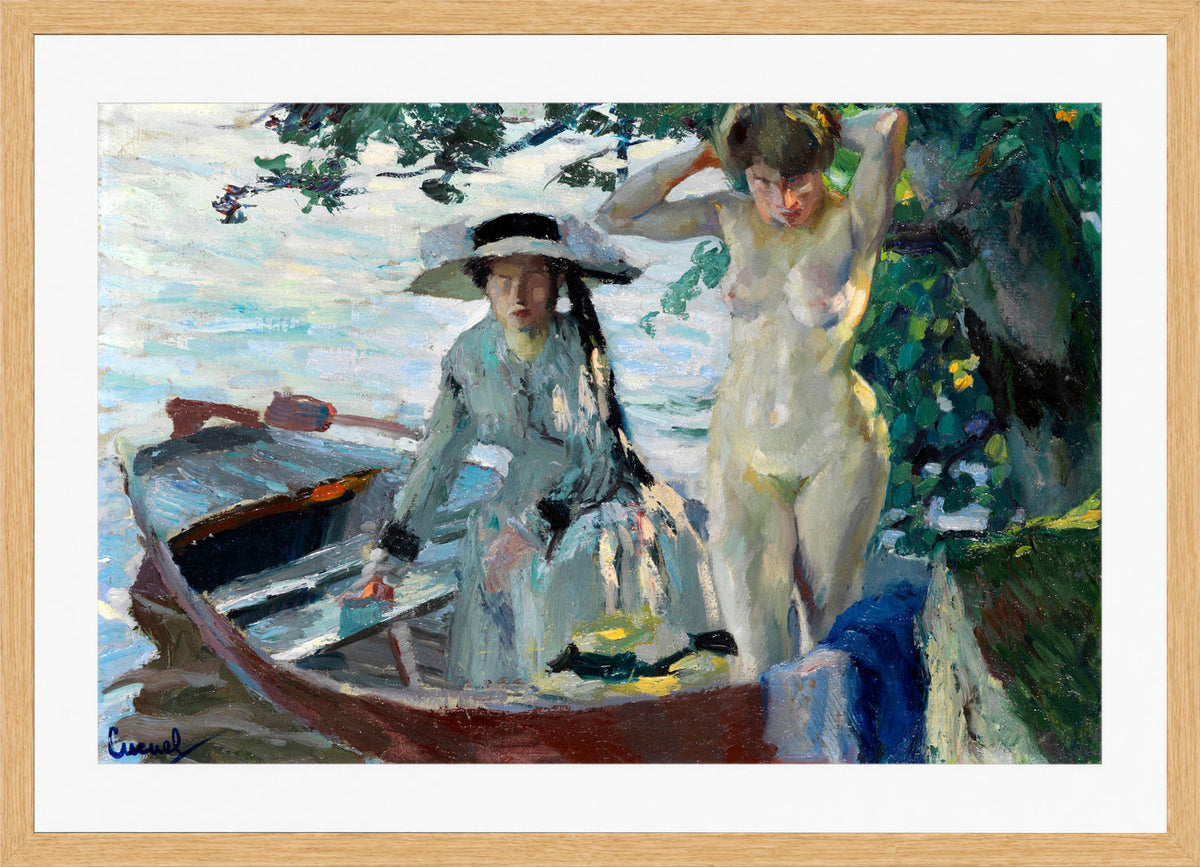 Edward Cucuel Print, Après le bain (1911-12) in an oak frame