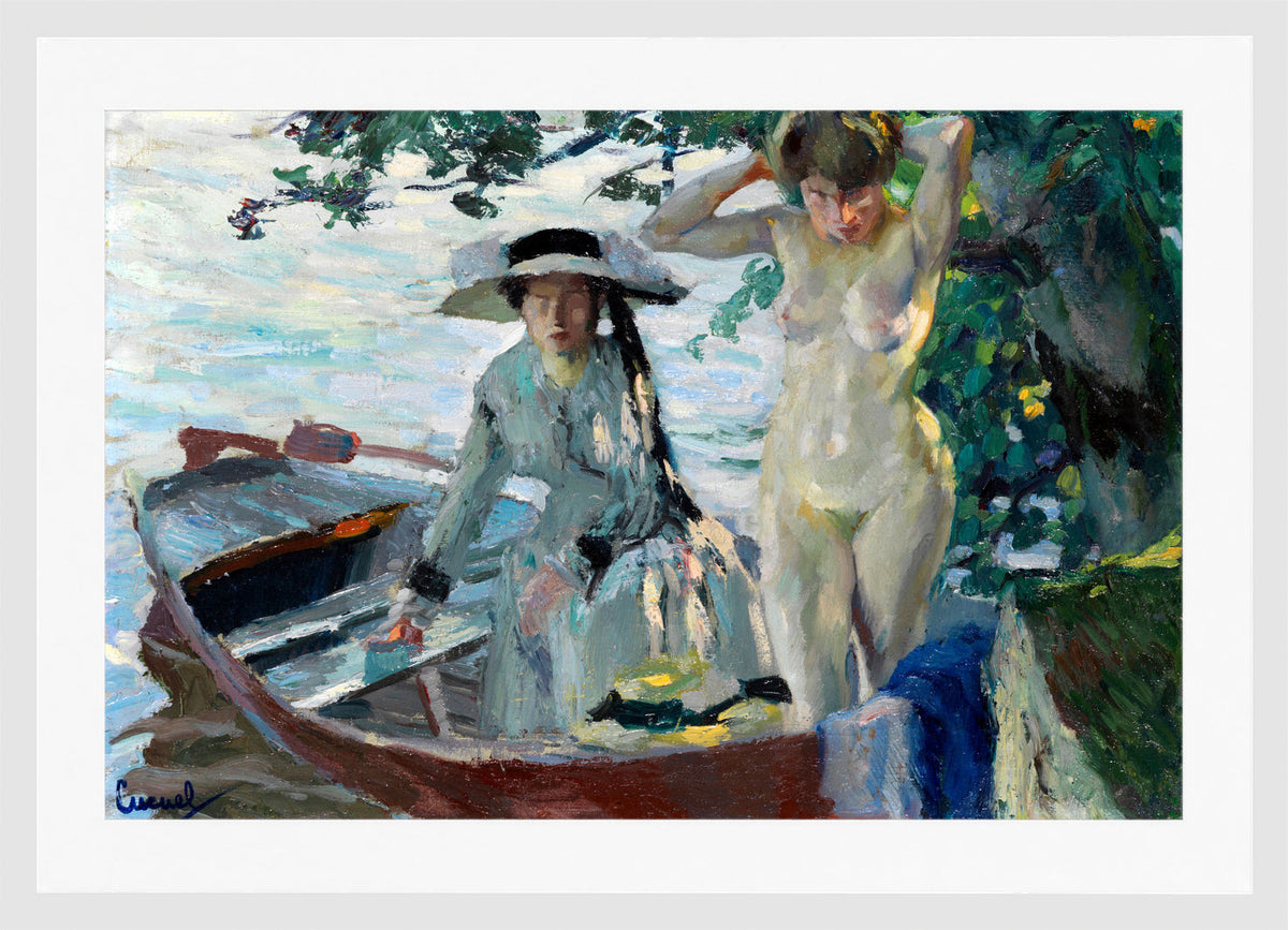 Edward Cucuel Print, Après le bain (1911-12) in a white frame