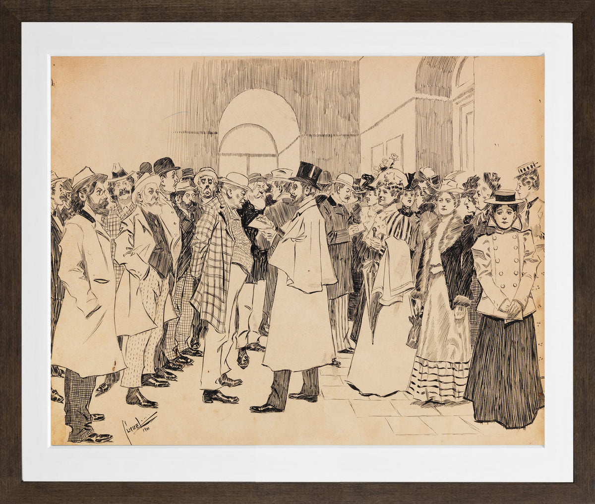 Edward Cucuel Print, Dresdener Kunstausstellung (1901) in a brown frame