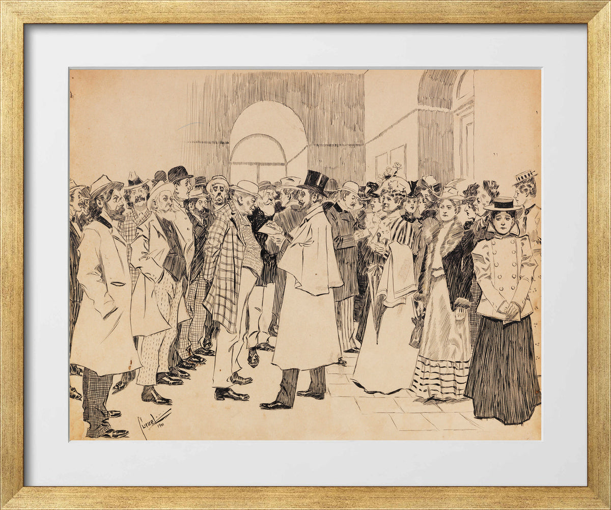 Edward Cucuel Print, Dresdener Kunstausstellung (1901) in a gold frame