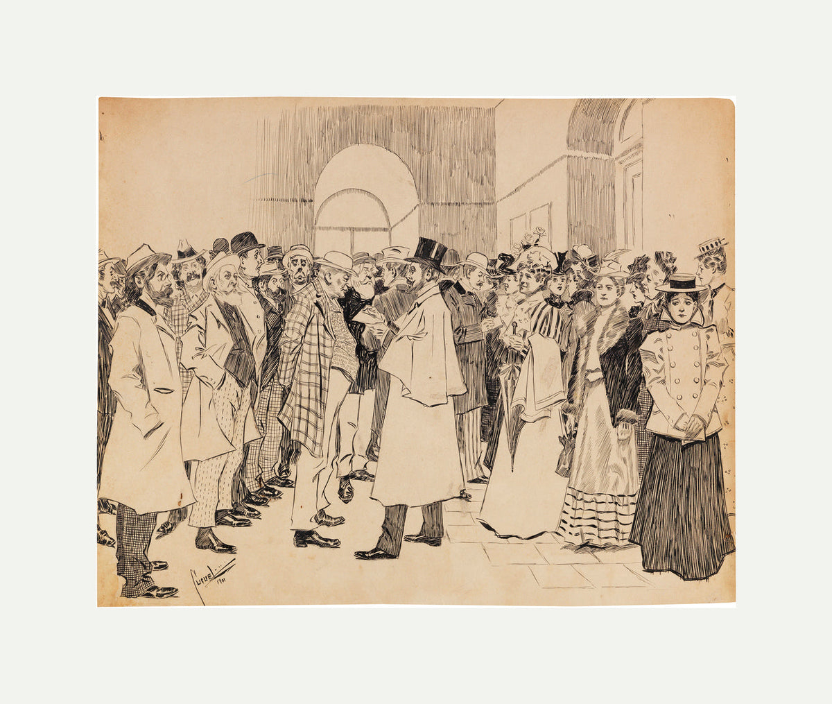 Edward Cucuel Print, Dresdener Kunstausstellung (1901) with an off-white border for rolled canvas