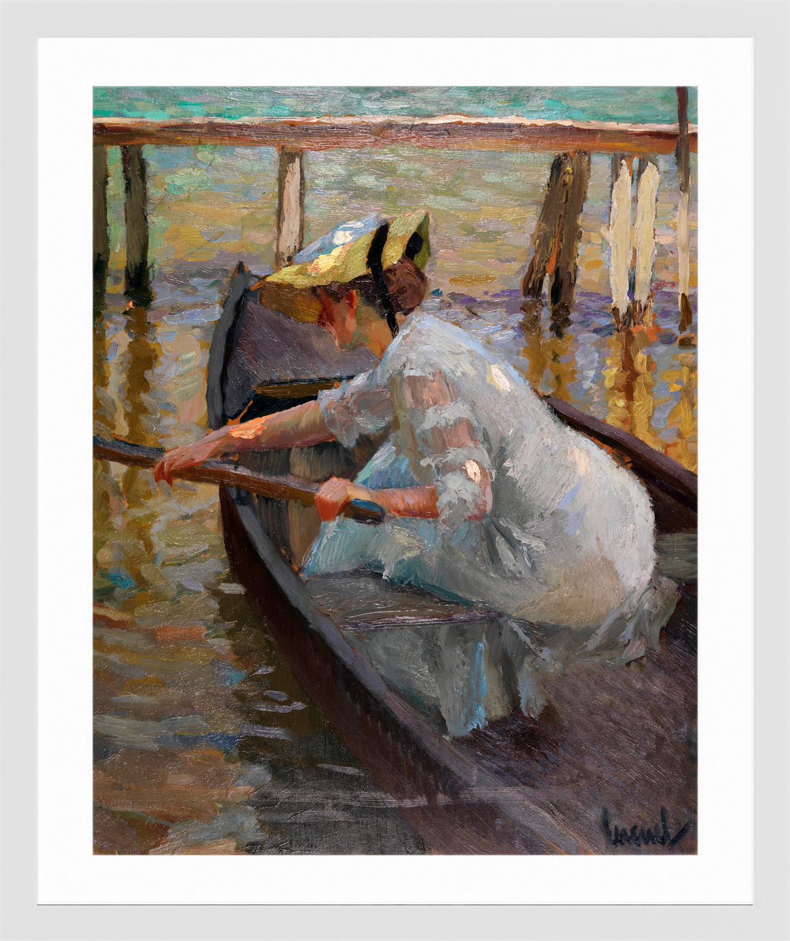 Edward Cucuel Print, Evening trip (1920) in a white frame