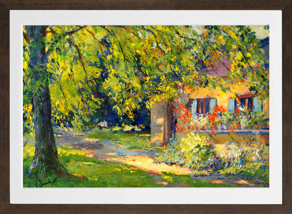 Edward Cucuel Print, Frühlingsgarten in Starnberg (1920) in a brown frame