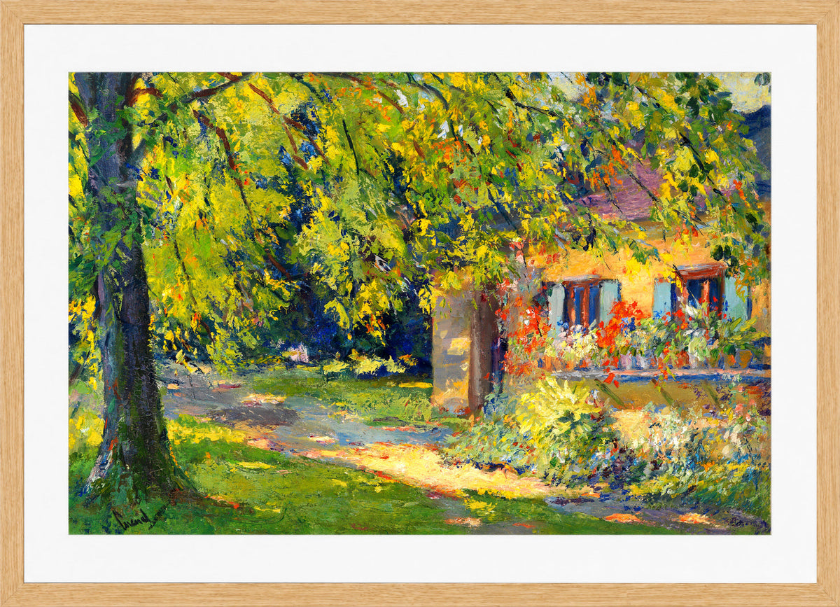 Edward Cucuel Print, Frühlingsgarten in Starnberg (1920) in an oak frame