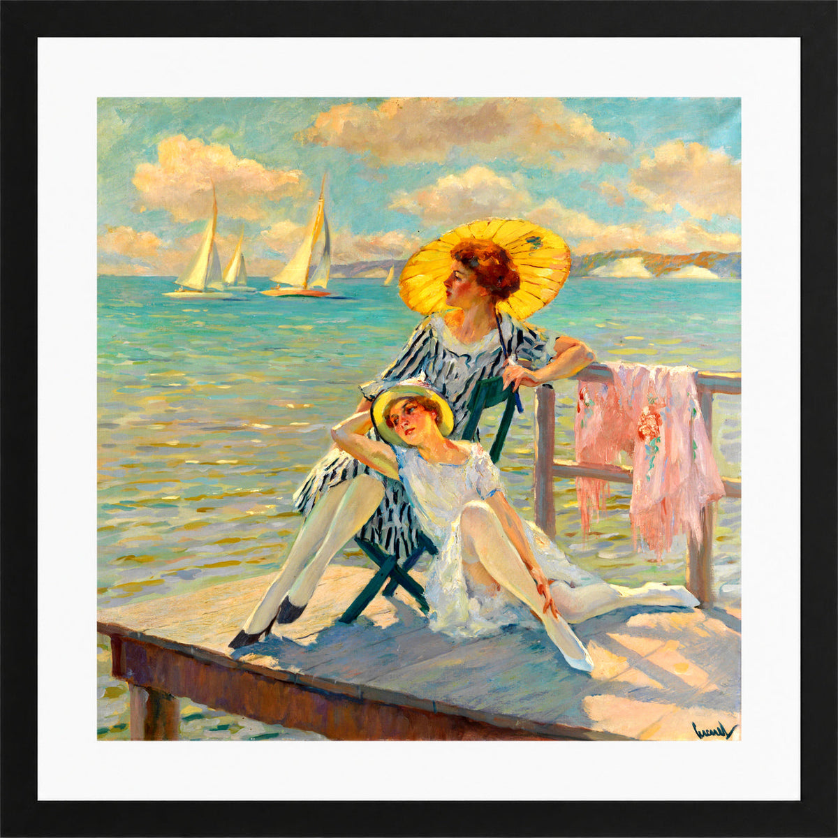 Edward Cucuel Print, In the sun (1920-1925) in a black frame