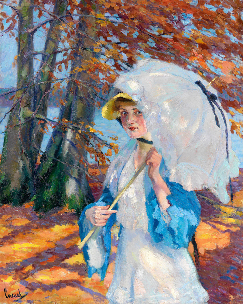 Edward Cucuel Print, Lady with parasol at Ammersee (1914-1918) as an unframed print