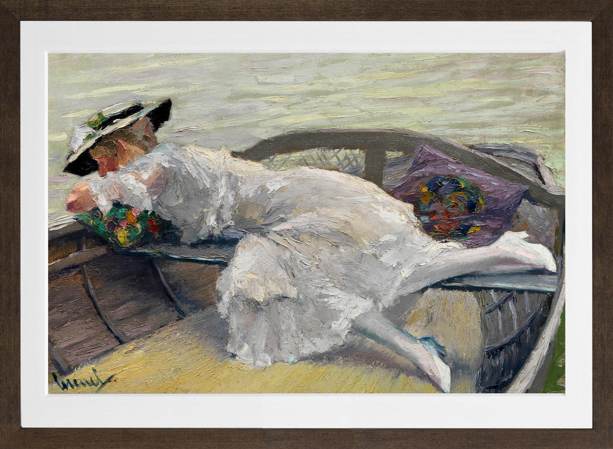 Edward Cucuel Print, Schöne Stunde (1920) in a brown frame