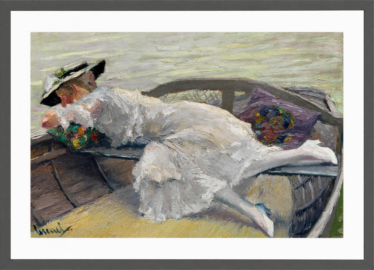 Edward Cucuel Print, Schöne Stunde (1920) in a dark grey frame
