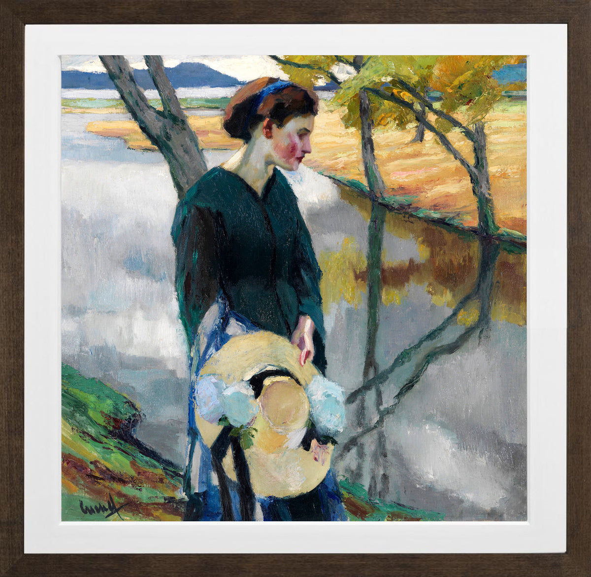 Edward Cucuel Print, Spätsommer (1911) in a brown frame