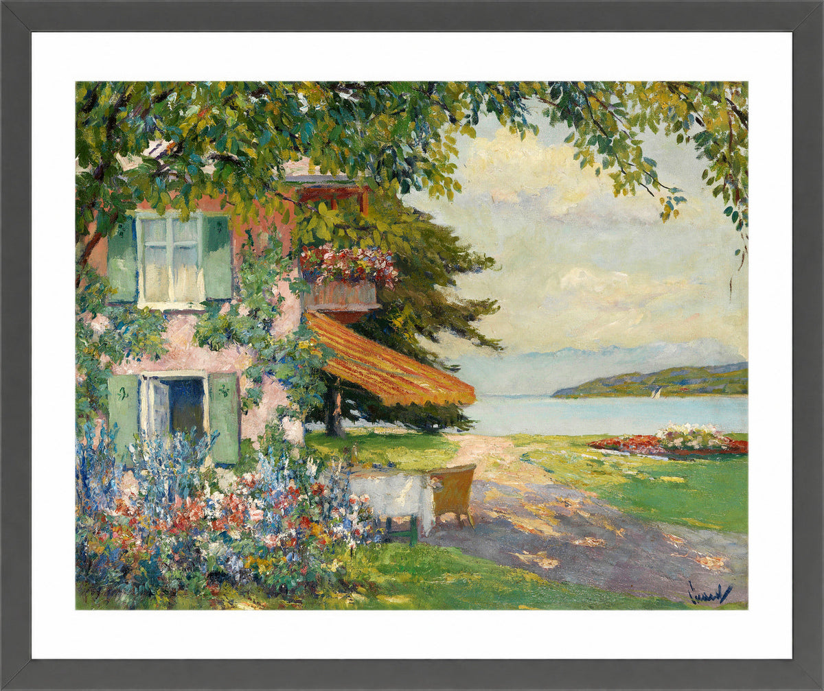 Edward Cucuel Print, Spring Garden in Starnberg (1920) in a dark grey frame