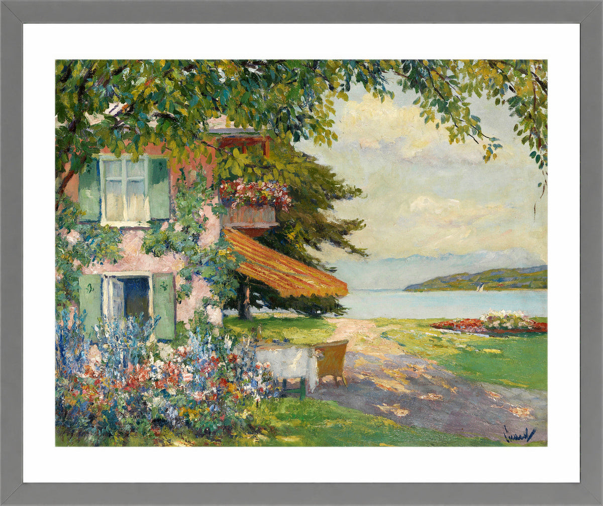 Edward Cucuel Print, Spring Garden in Starnberg (1920) in a light grey frame