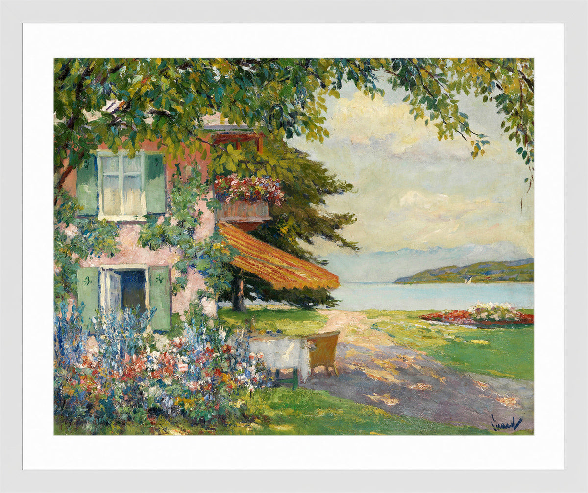 Edward Cucuel Print, Spring Garden in Starnberg (1920) in a white frame