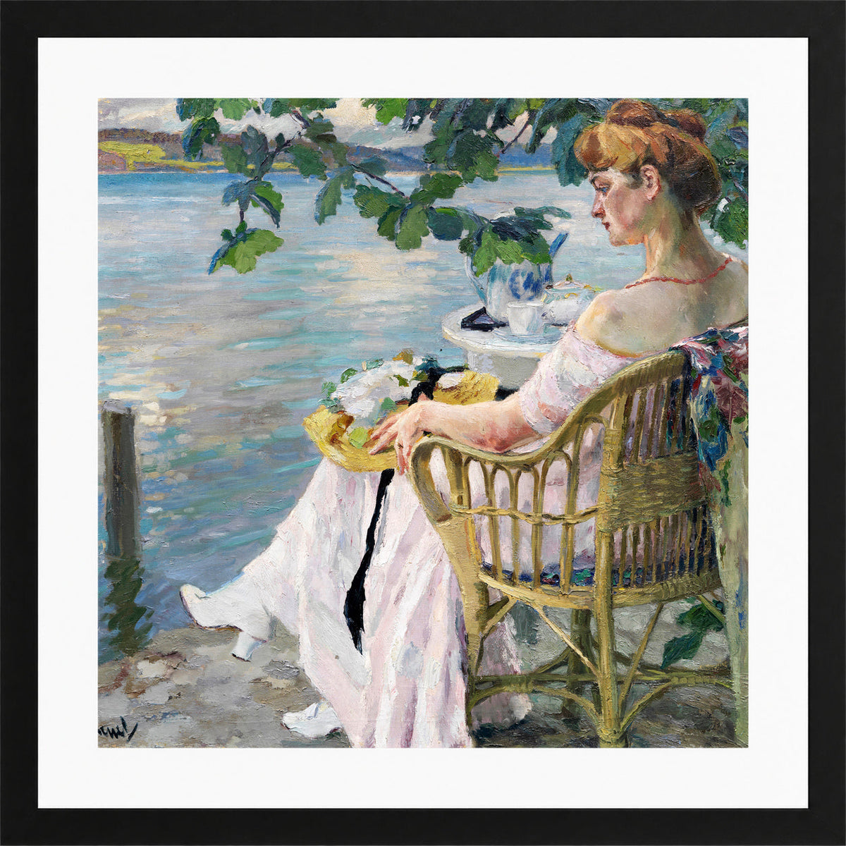 Edward Cucuel Print, Summer evening (1916) in a black frame