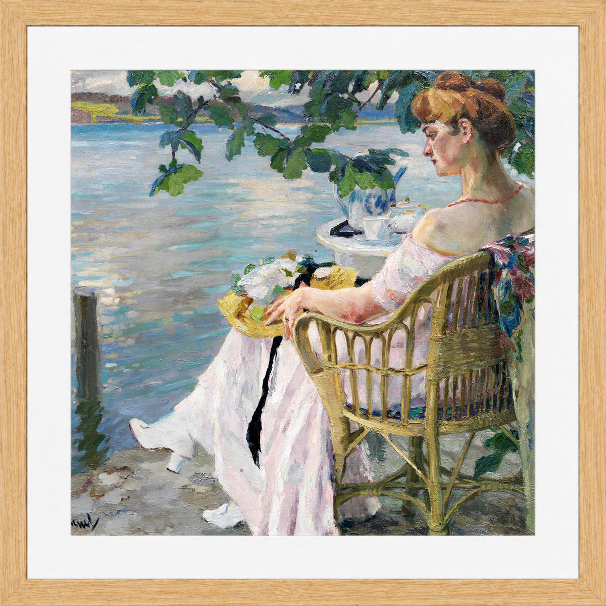 Edward Cucuel Print, Summer evening (1916) in an oak frame