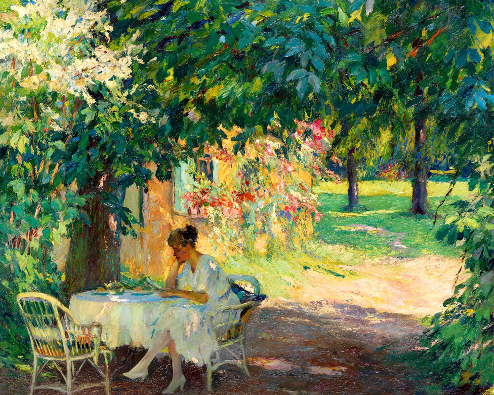 Edward Cucuel Print, Summer in the garden of the artist’s villa on Lake Starnberg (1920) as an unframed print